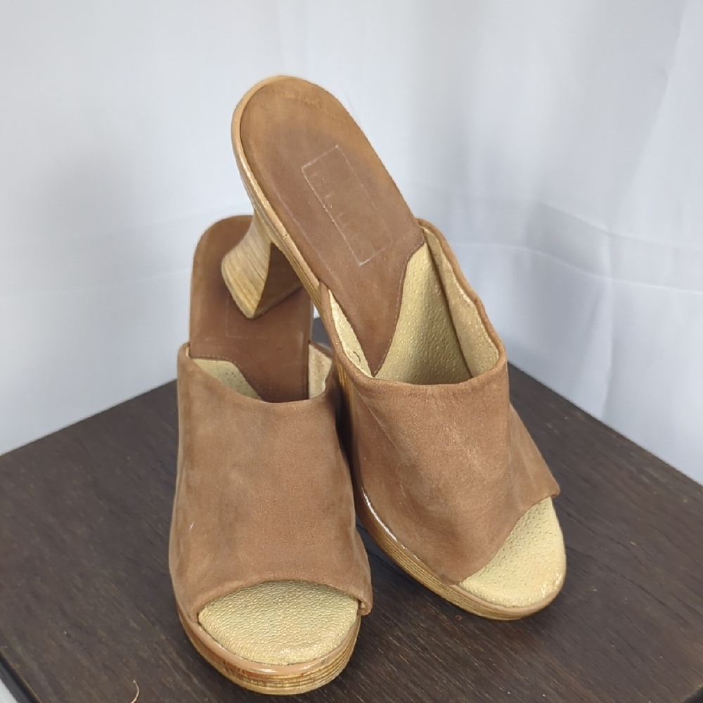 Code Bleu Brown Slip-On Mules - image 1